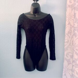 Spoiled Girls Black Sheer Lace Bodysuit Size Small